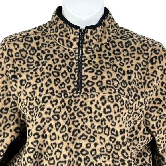 Susan Graver Weekend Womens XL Leopard Print Pullover Shacket Kangaroo Pocket - Picture 4 of 16